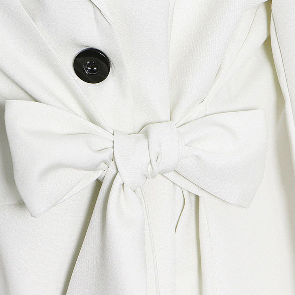 Unique Side Bow Tie Single Breasted Lapel Collar Mini Blazer Dress - Image 4
