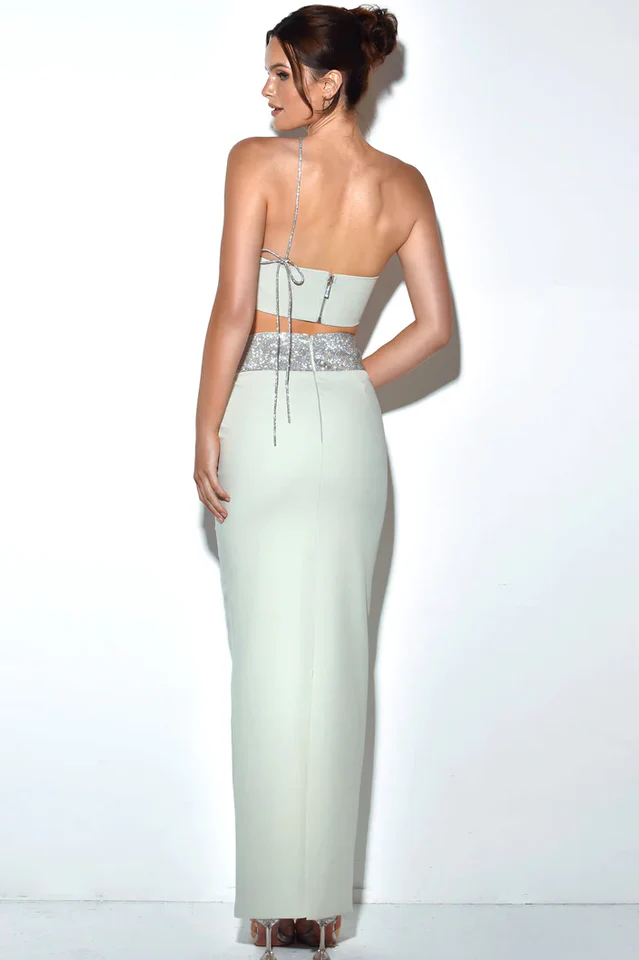 Uriel Mint Crop Top+Uriah Crystal Pencil Skirt - Image 2
