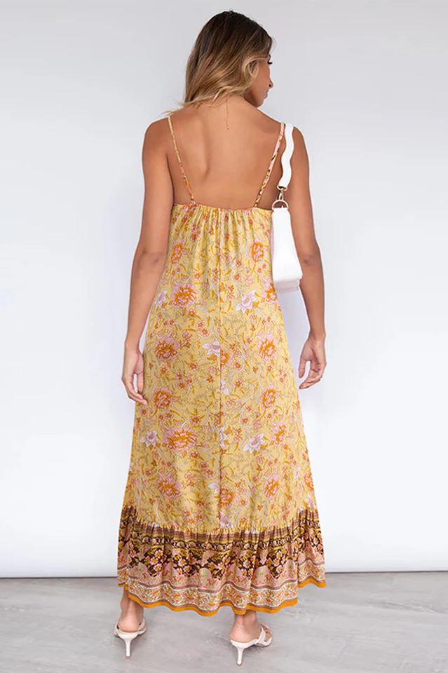 V Neck Floral Boho Dress - Image 2