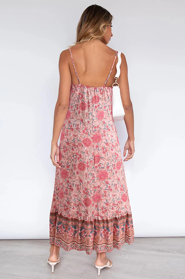 V Neck Floral Boho Dress - Image 6