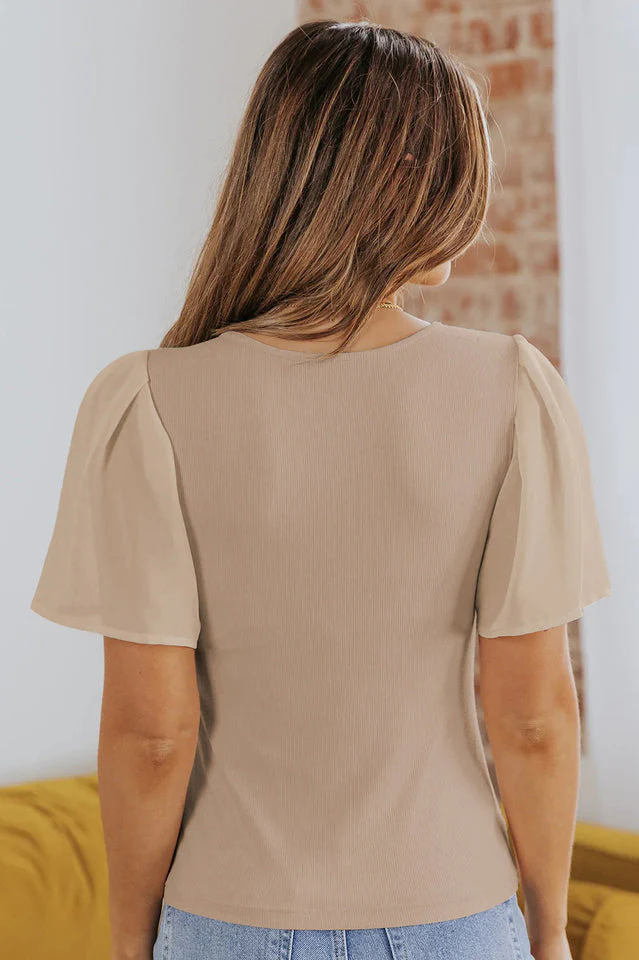 V-Neck Flutter Sleeve Top - Image 10