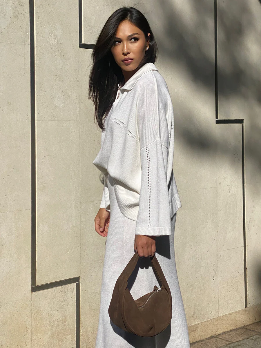 V-neck Knit Skirt Set - Image 4