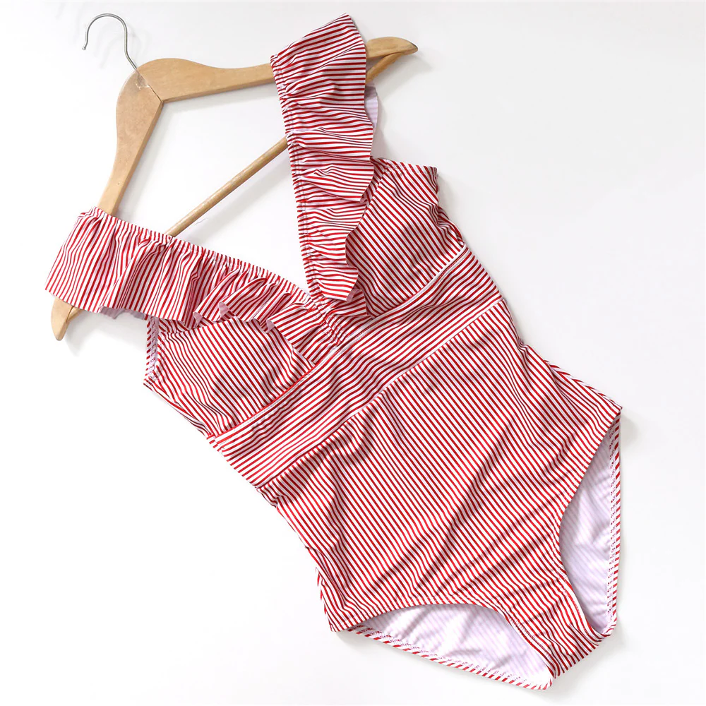 V Neck Ruffled Padded High Waist Monokini - Image 24