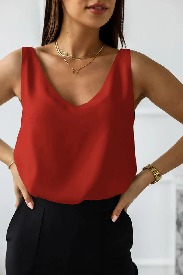 V Neck Silk Vest Top - Image 14