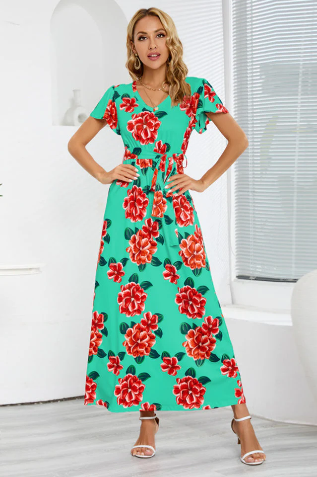 V-Neck Vacation A-line Midi Dress - Image 10