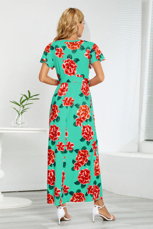 V-Neck Vacation A-line Midi Dress - Image 12