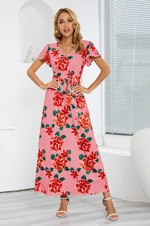 V-Neck Vacation A-line Midi Dress - Image 13
