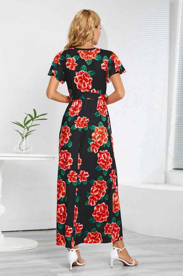 V-Neck Vacation A-line Midi Dress - Image 2