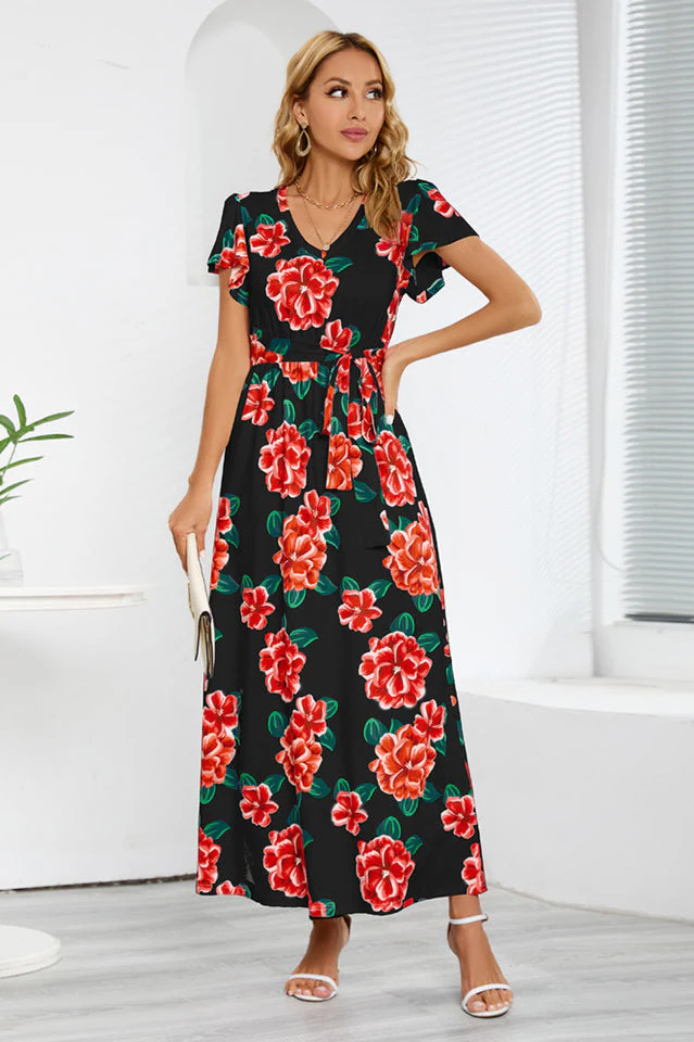 V-Neck Vacation A-line Midi Dress - Image 4