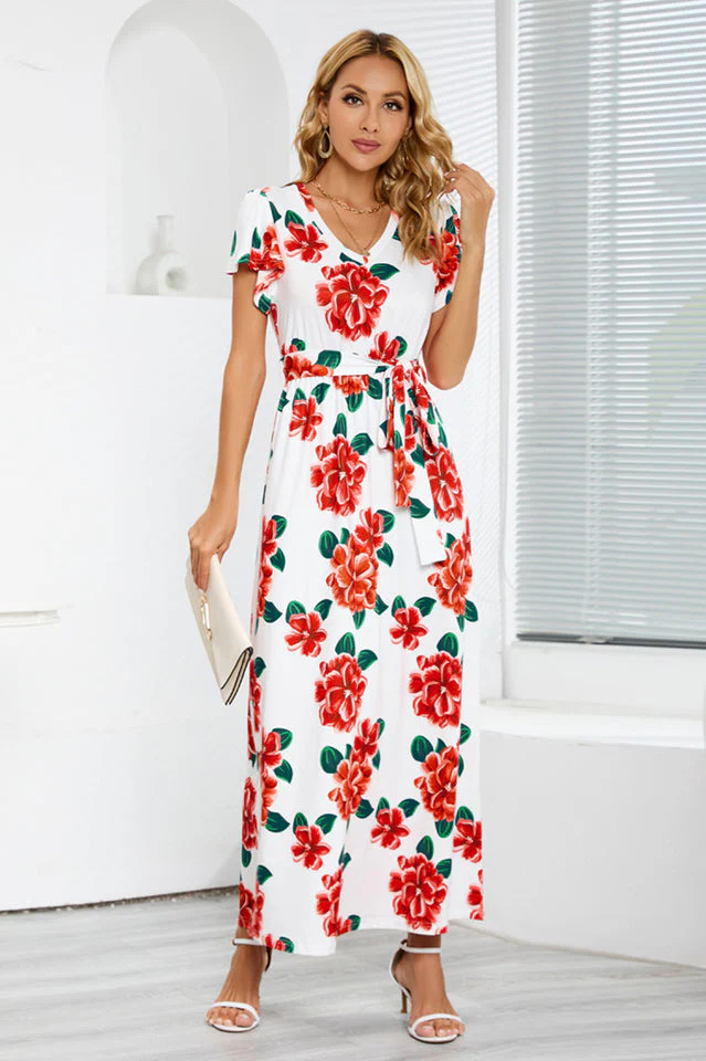 V-Neck Vacation A-line Midi Dress - Image 7