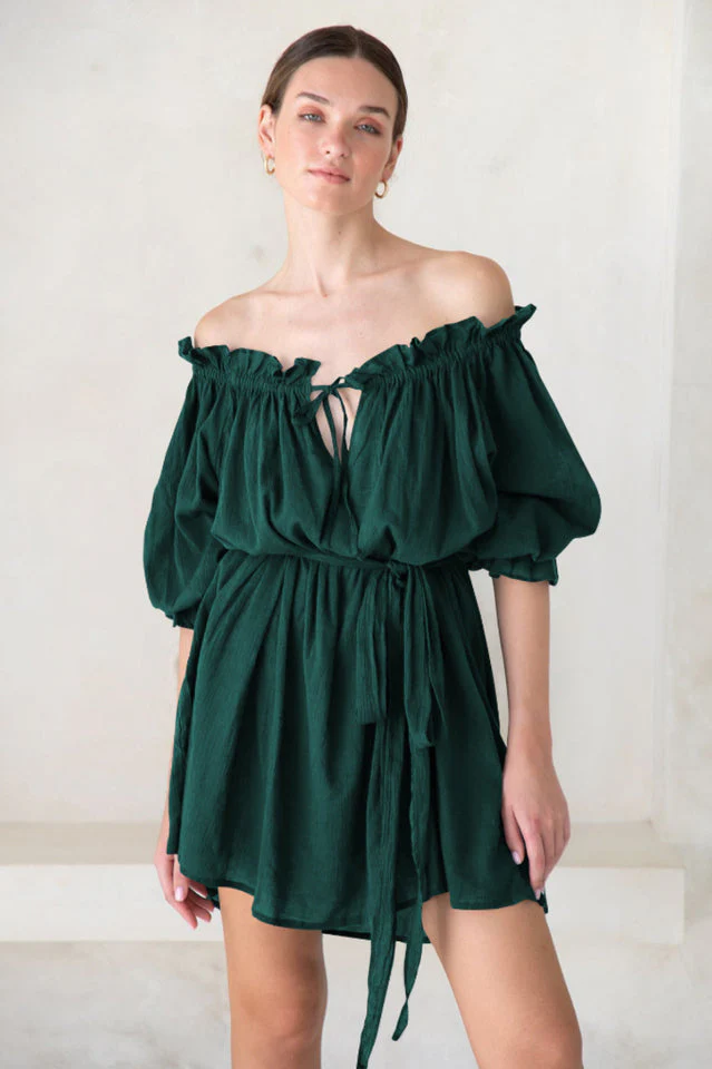 Vacay Off Shoulder Boho Mini Dress - Image 14