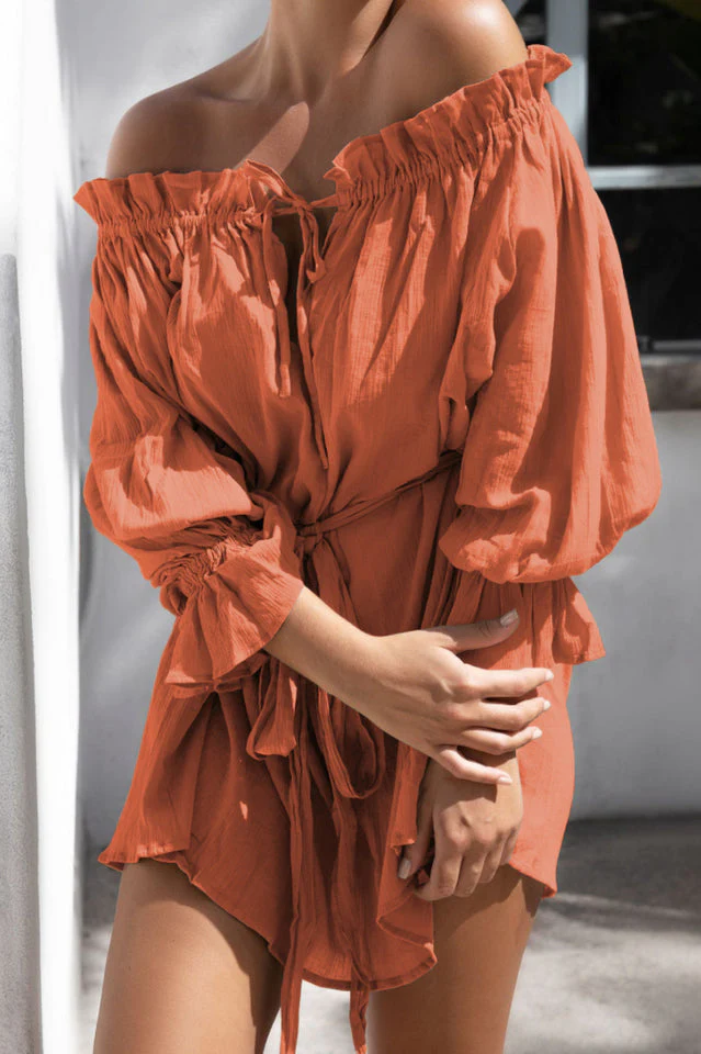 Vacay Off Shoulder Boho Mini Dress - Image 7