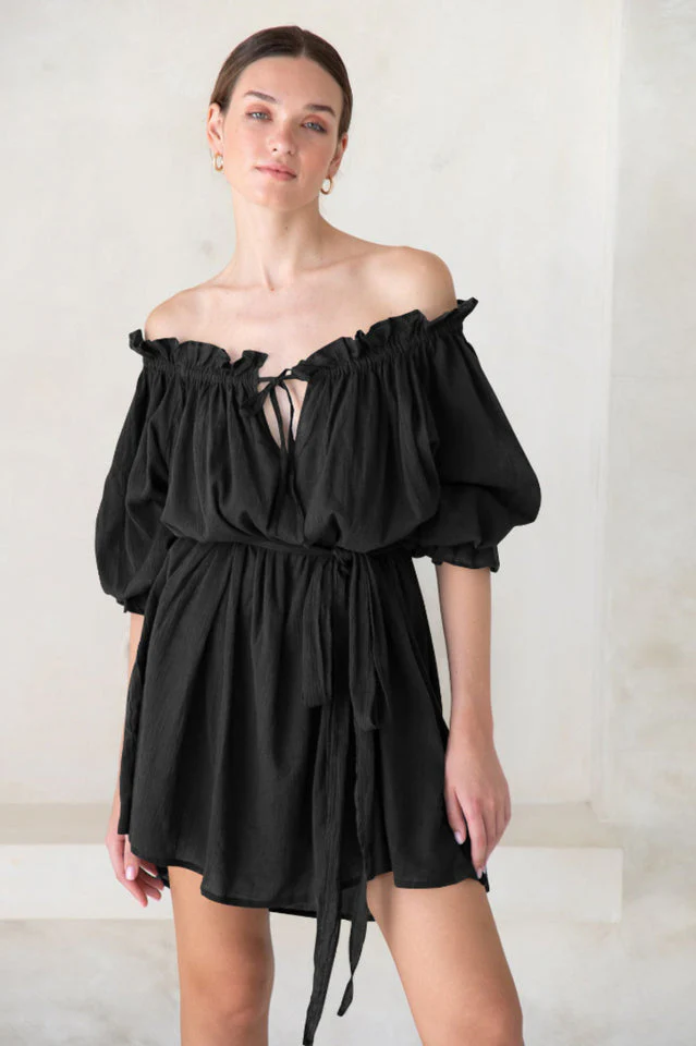 Vacay Off Shoulder Boho Mini Dress - Image 8
