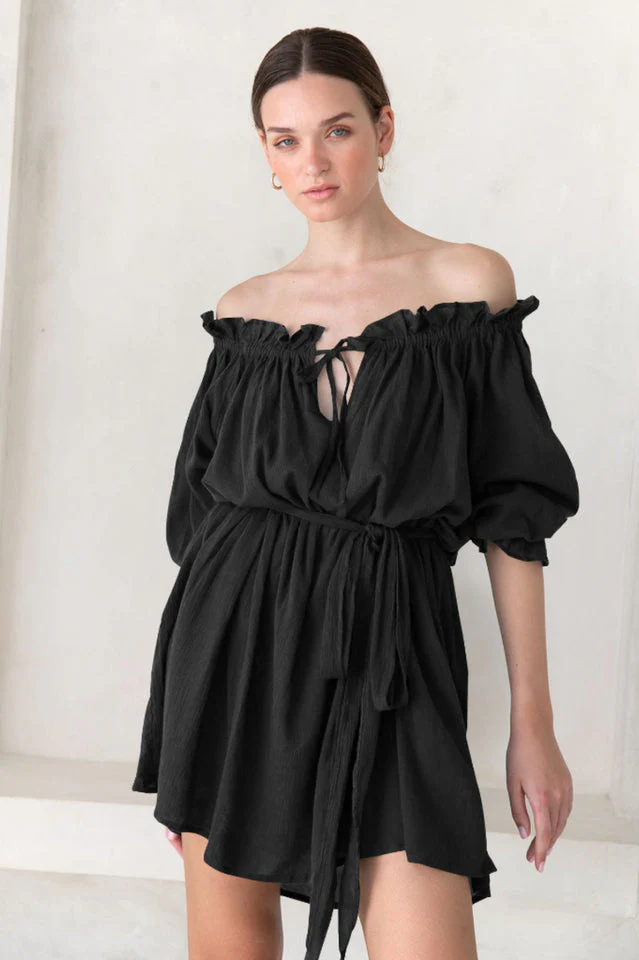 Vacay Off Shoulder Boho Mini Dress - Image 9
