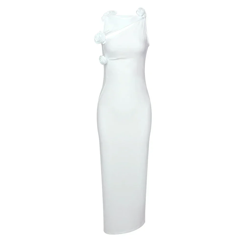 MAXI Dress with SIDE SLIT and FLowER BOWS - Image 11
