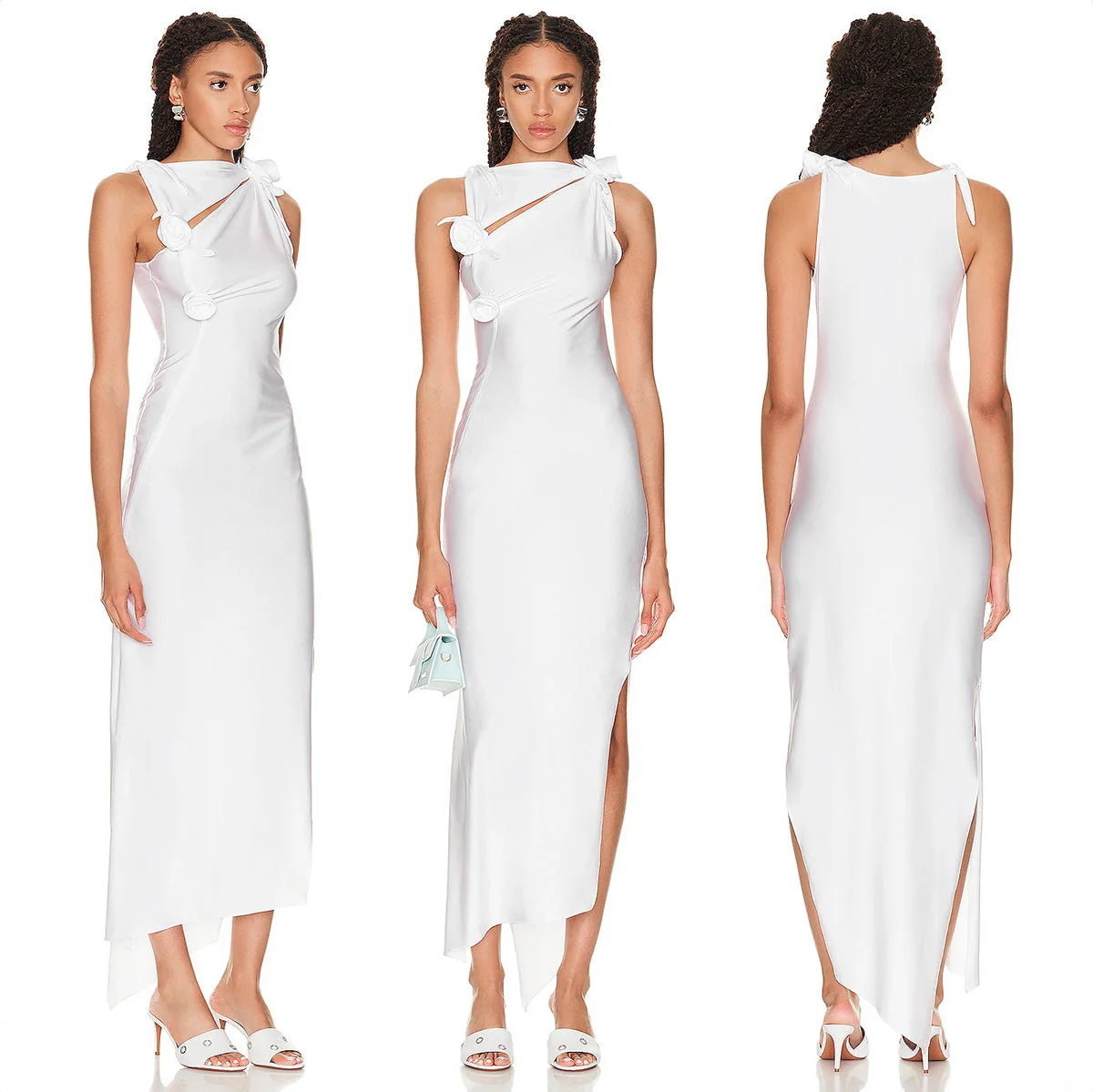 MAXI Dress with SIDE SLIT and FLowER BOWS - Image 8
