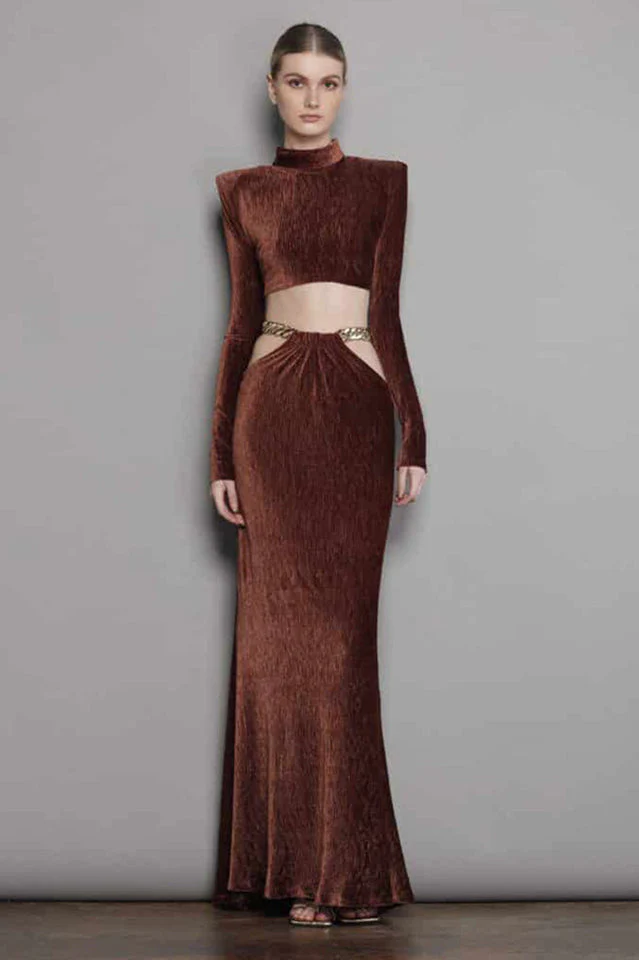 Velour Short Top + Skirt Two Piece Set - Image 2