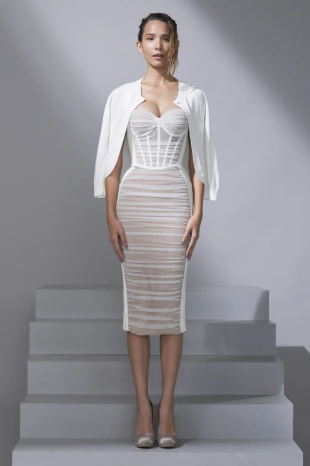 Velvet Soft Net Midi Dress - Image 2