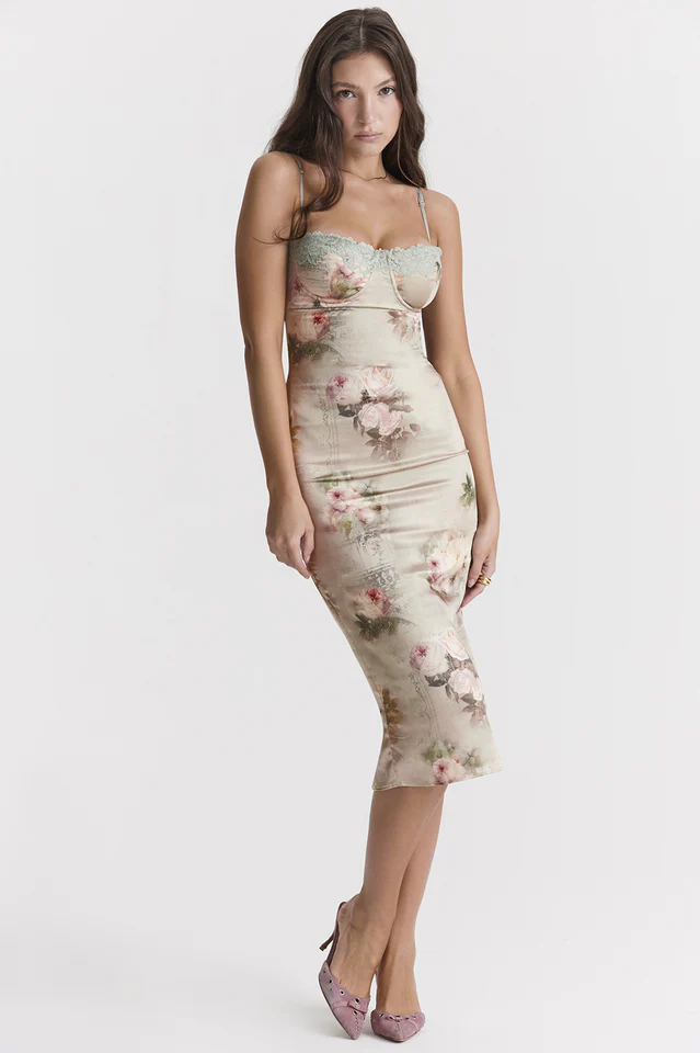 Venus Vintage Floral Midi Dress - Image 2