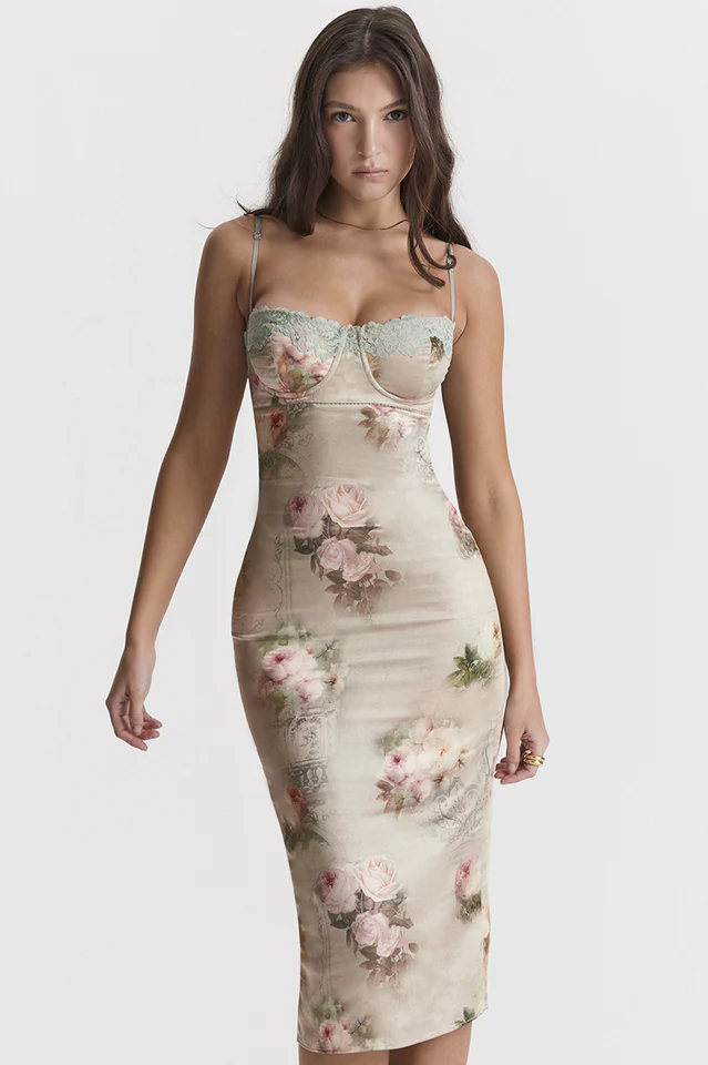 Venus Vintage Floral Midi Dress - Image 3