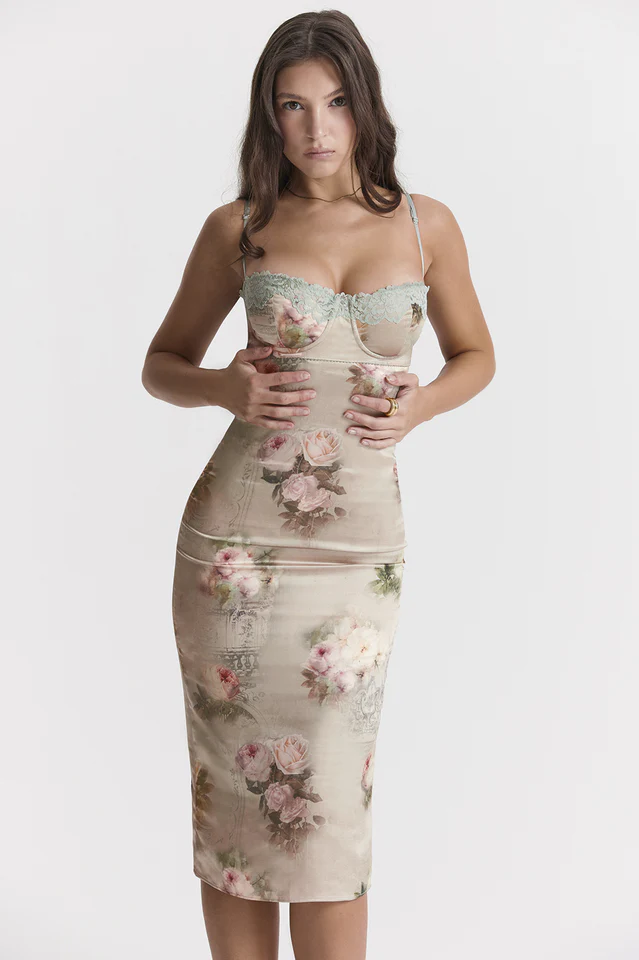 Venus Vintage Floral Midi Dress - Image 4