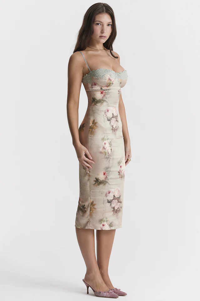 Venus Vintage Floral Midi Dress - Image 7