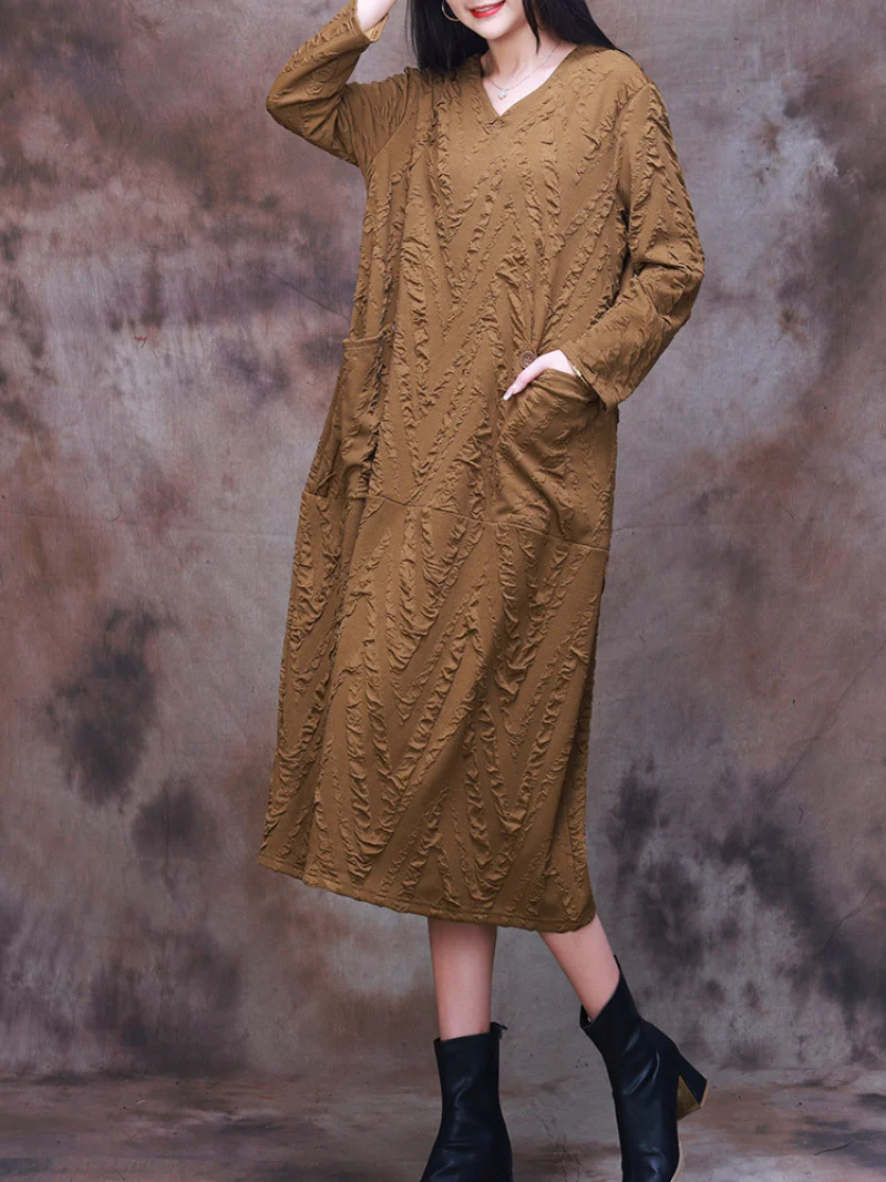 Versatile Charm Loose Large Size Midi Dress - Image 2