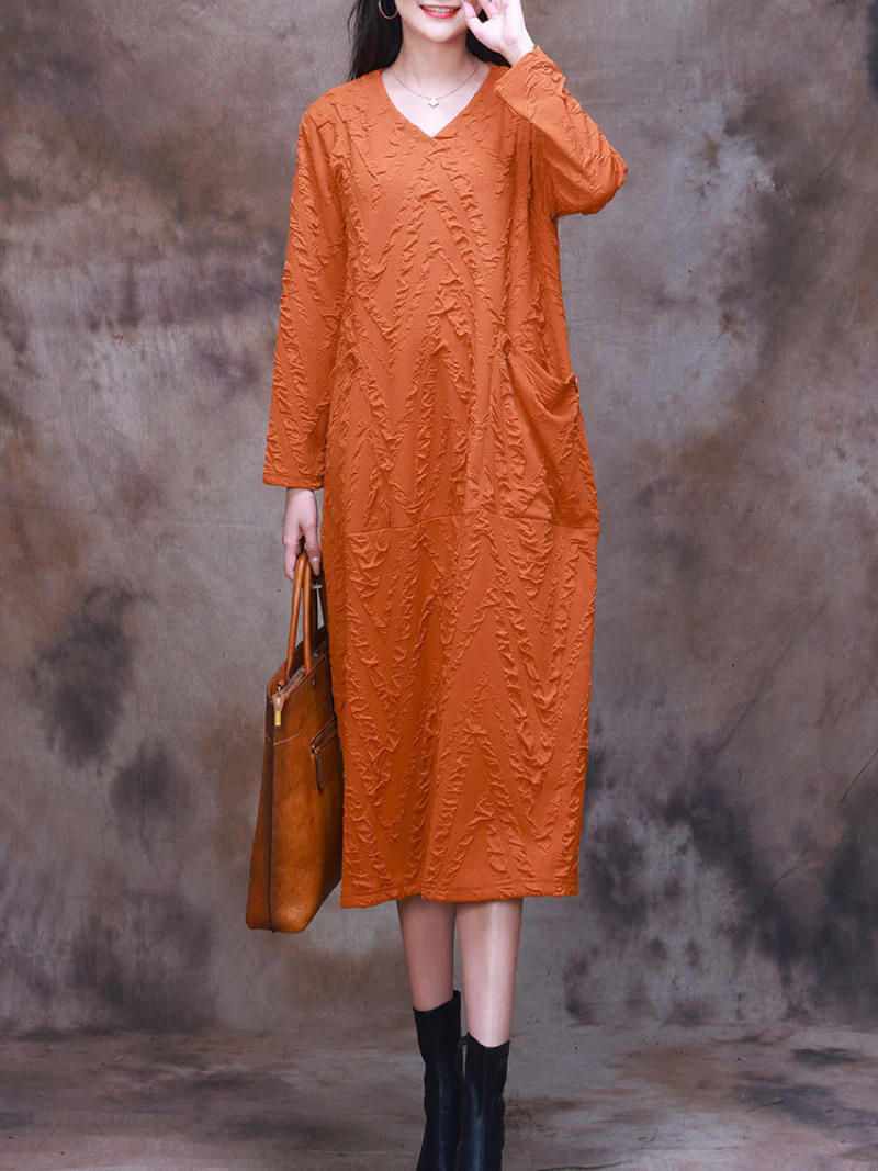 Versatile Charm Loose Large Size Midi Dress - Image 3