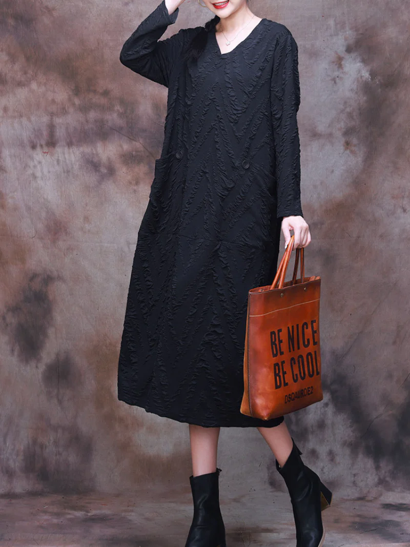 Versatile Charm Loose Large Size Midi Dress - Image 5