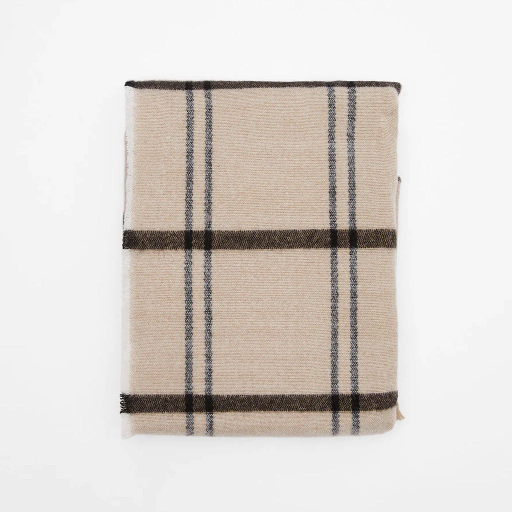 Versatile Plaid Printed Frayed Oversized Blanket Scarf - Khaki - Image 2