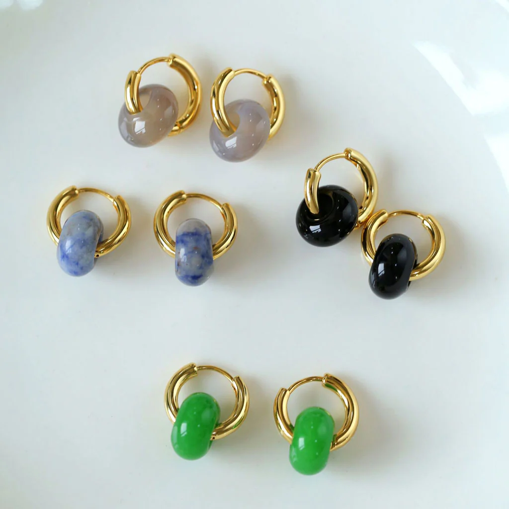 Versatile Two Tone 18K Gold Plated Hinge Double Ring Hoop Earrings - Image 7