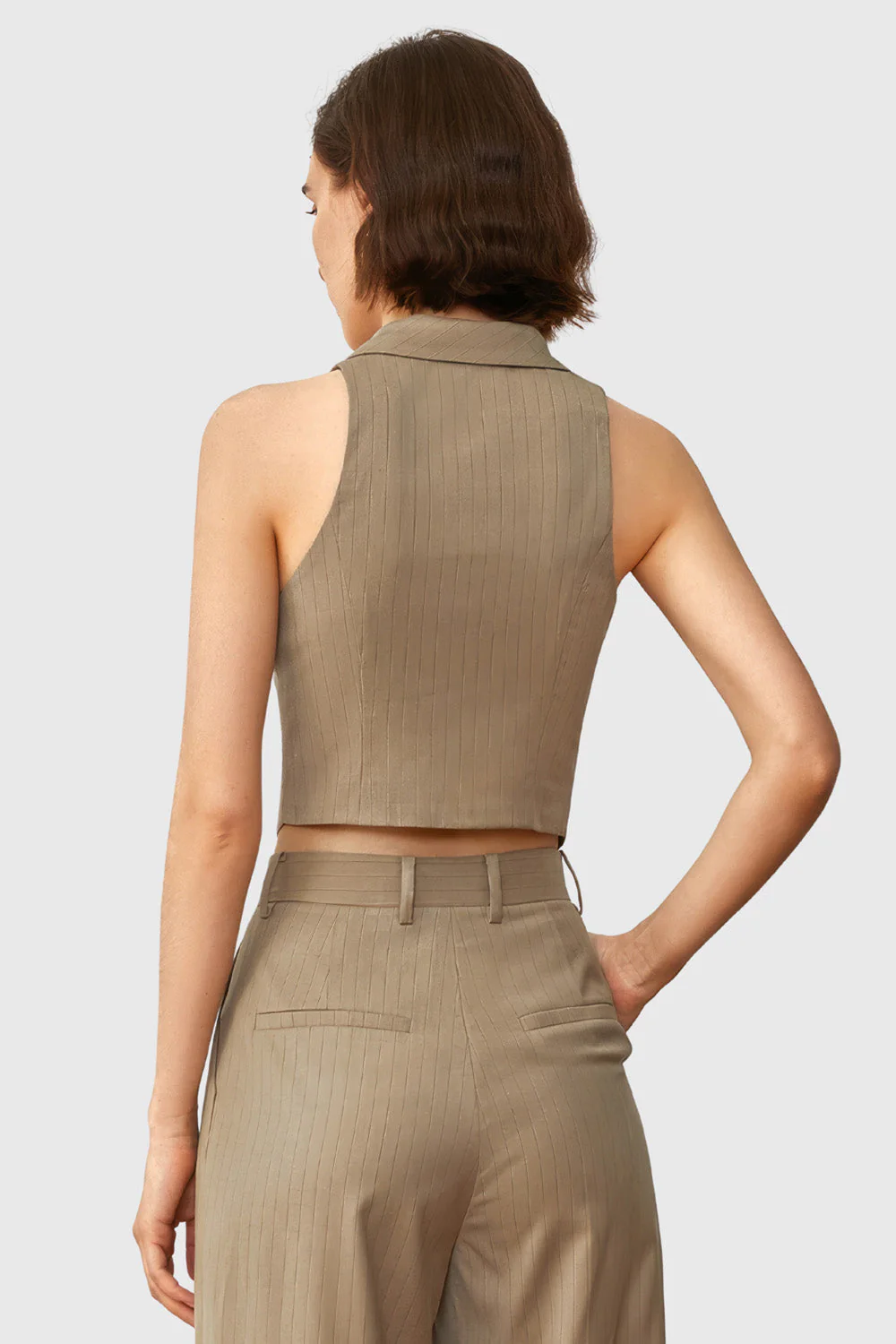 Vest with Collar - Brown - Image 2