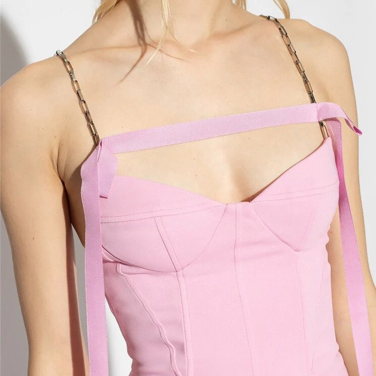 ARINNA PINK FRILLED BOTTOM BODYCON MIDI Dress - Image 13