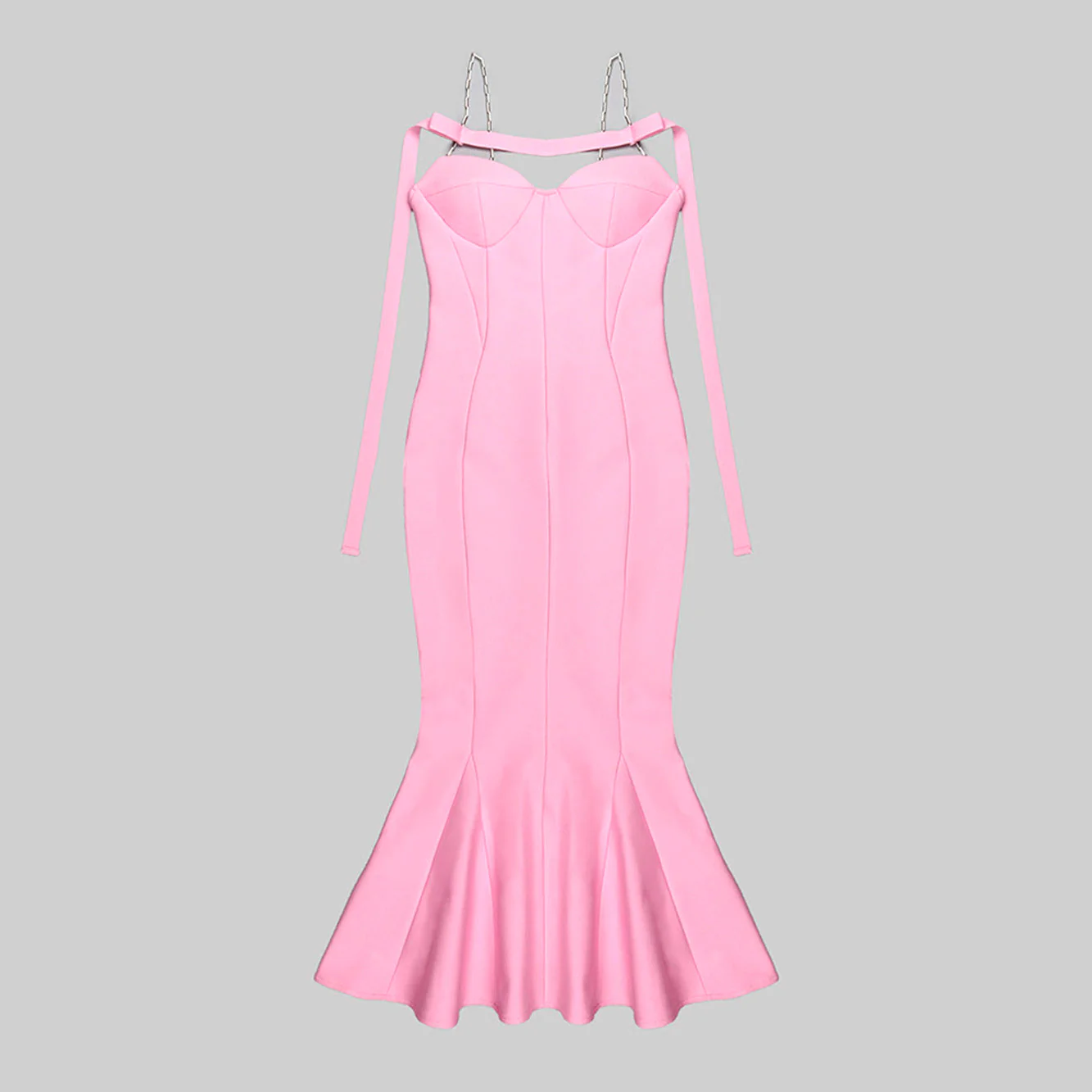 ARINNA PINK FRILLED BOTTOM BODYCON MIDI Dress - Image 16