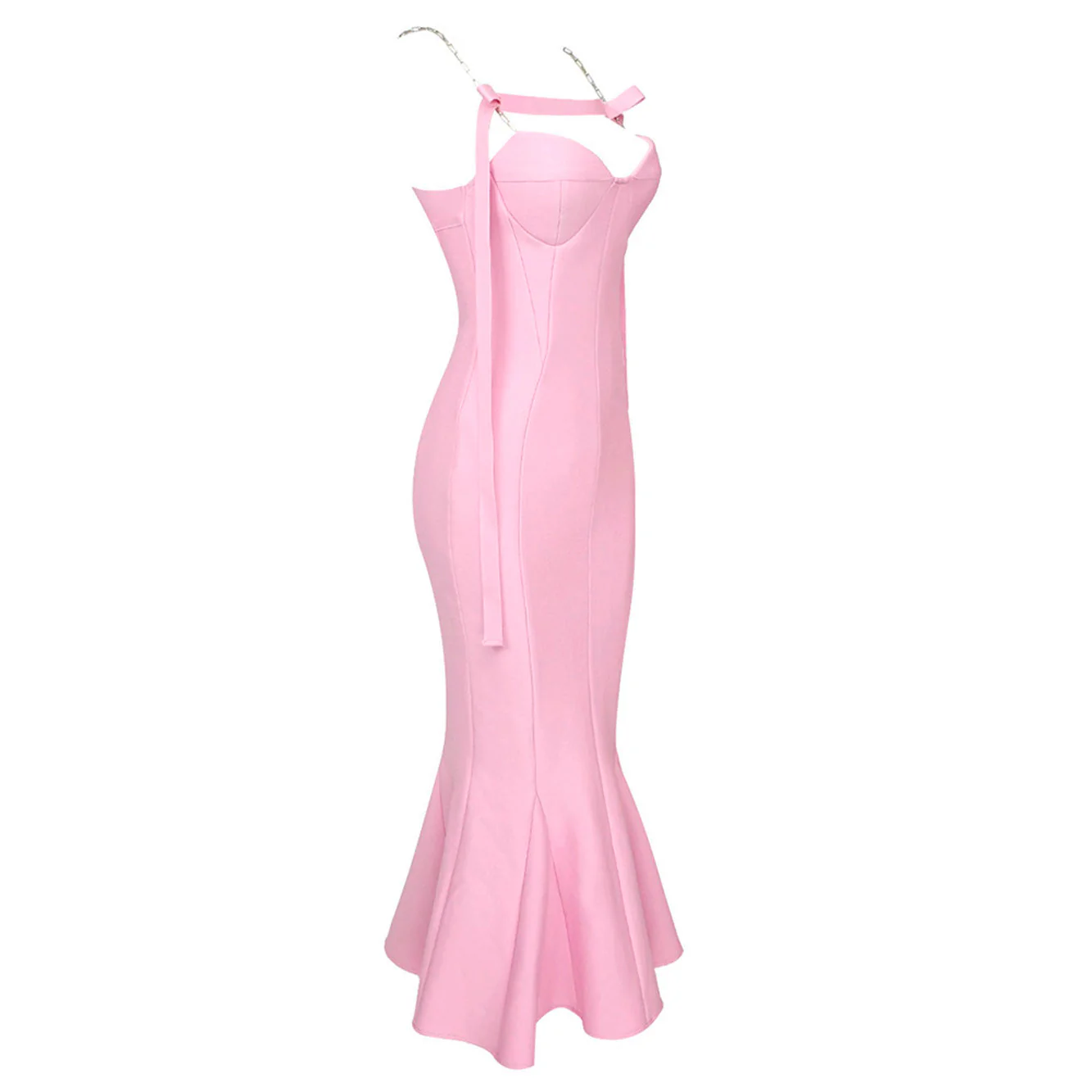 ARINNA PINK FRILLED BOTTOM BODYCON MIDI Dress - Image 4