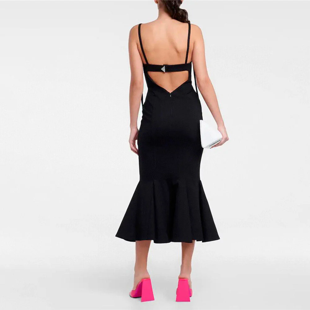 ARINNA PINK FRILLED BOTTOM BODYCON MIDI Dress - Image 8