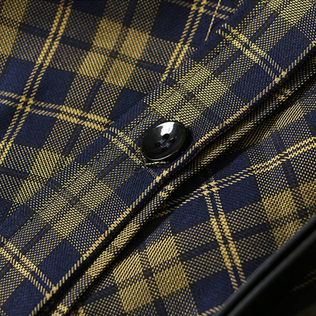 Victorian Collared Button Down Drop Shoulder Longline Belted Plaid Shirt - Image 5