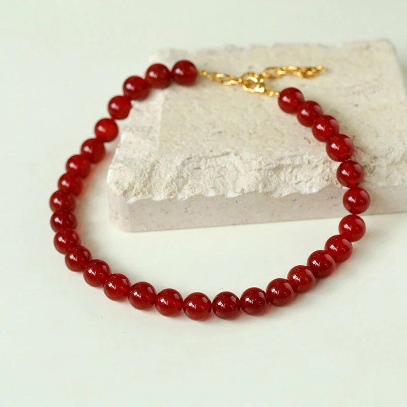 Vintage 18K Gold Plated Big Red Onyx Round Bead Choker NeckLace - Image 4