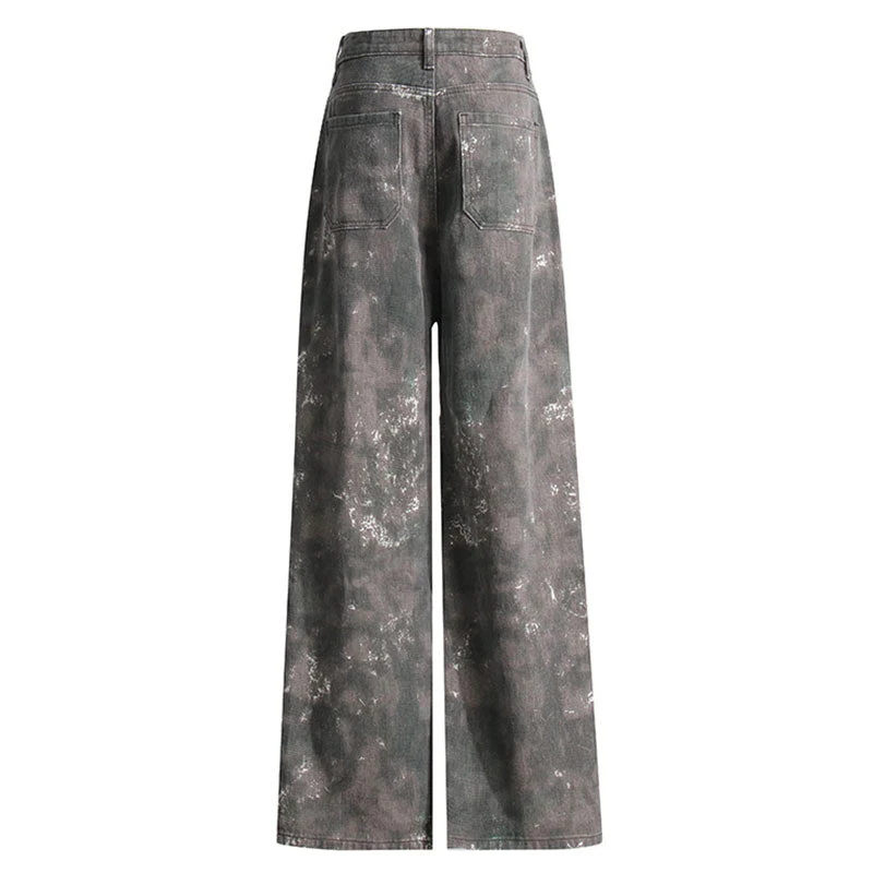 Vintage Acid Wash Multiple Pocket High Waist Straight Leg Cargo Jeans - Image 2