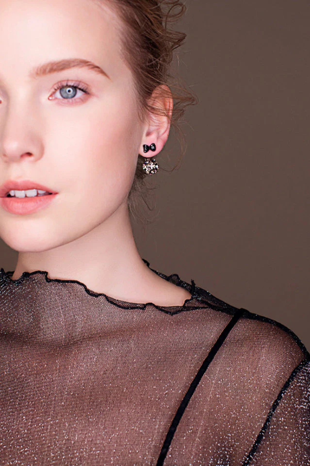 Vintage Bow Stud Earrings - Image 2