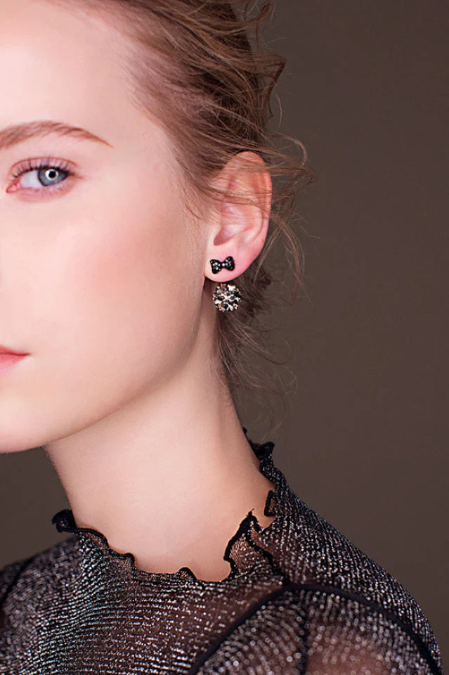 Vintage Bow Stud Earrings - Image 3