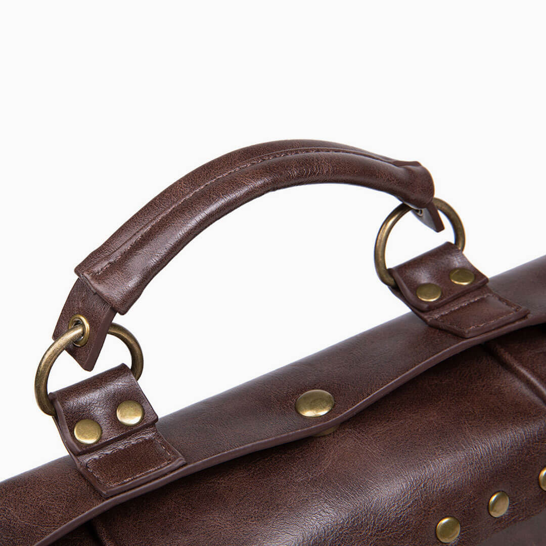Time Fly Back Clock Trim Button Up Crossbody Messager Bag - Coffee - Image 4