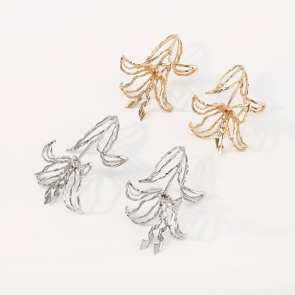 Vintage Exaggerated Tulip Polished Plated FLower Shaped Drop Earring - Image 5