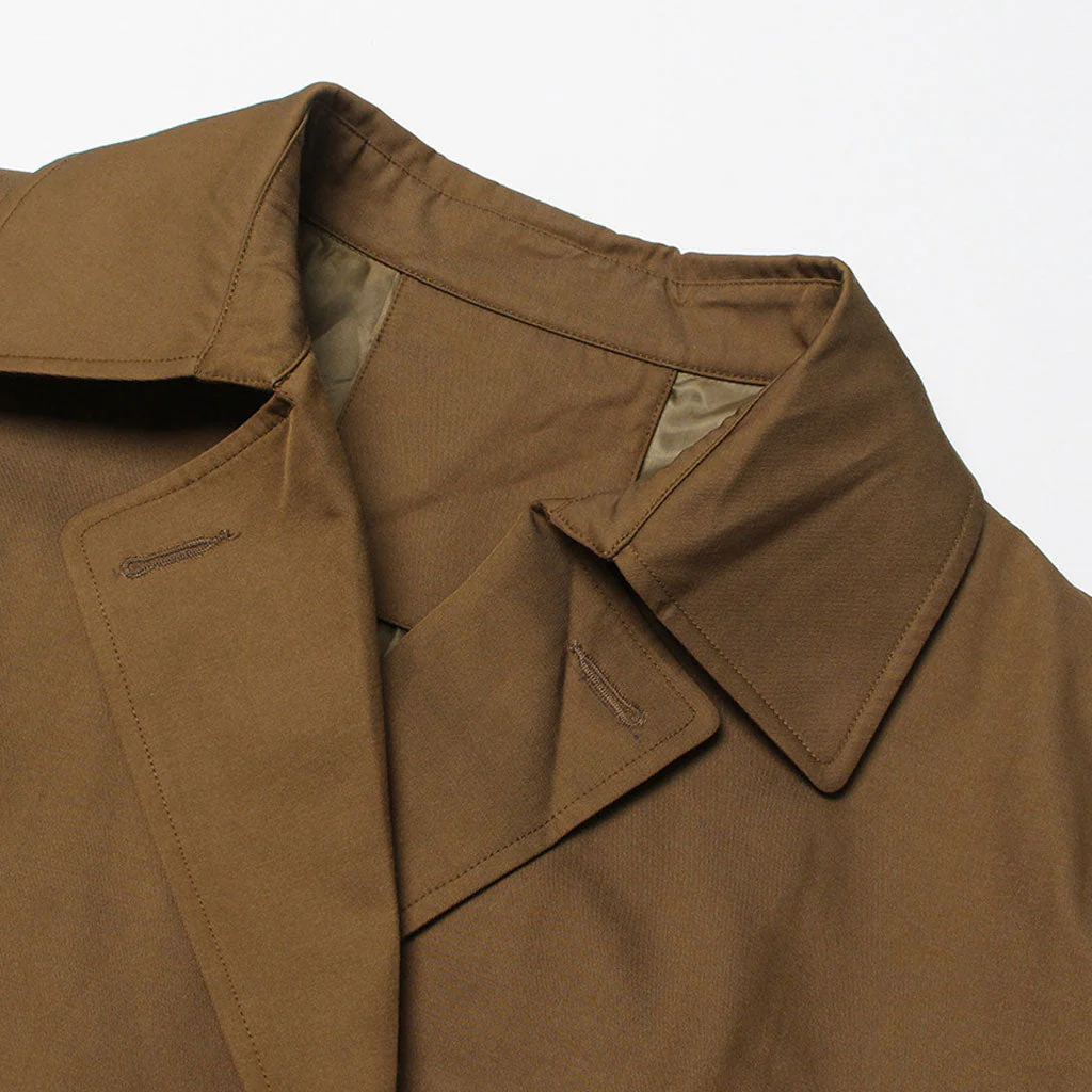 Vintage Extended Shoulder Double Breasted Belted Cape Trench Coat - Brown - Image 4