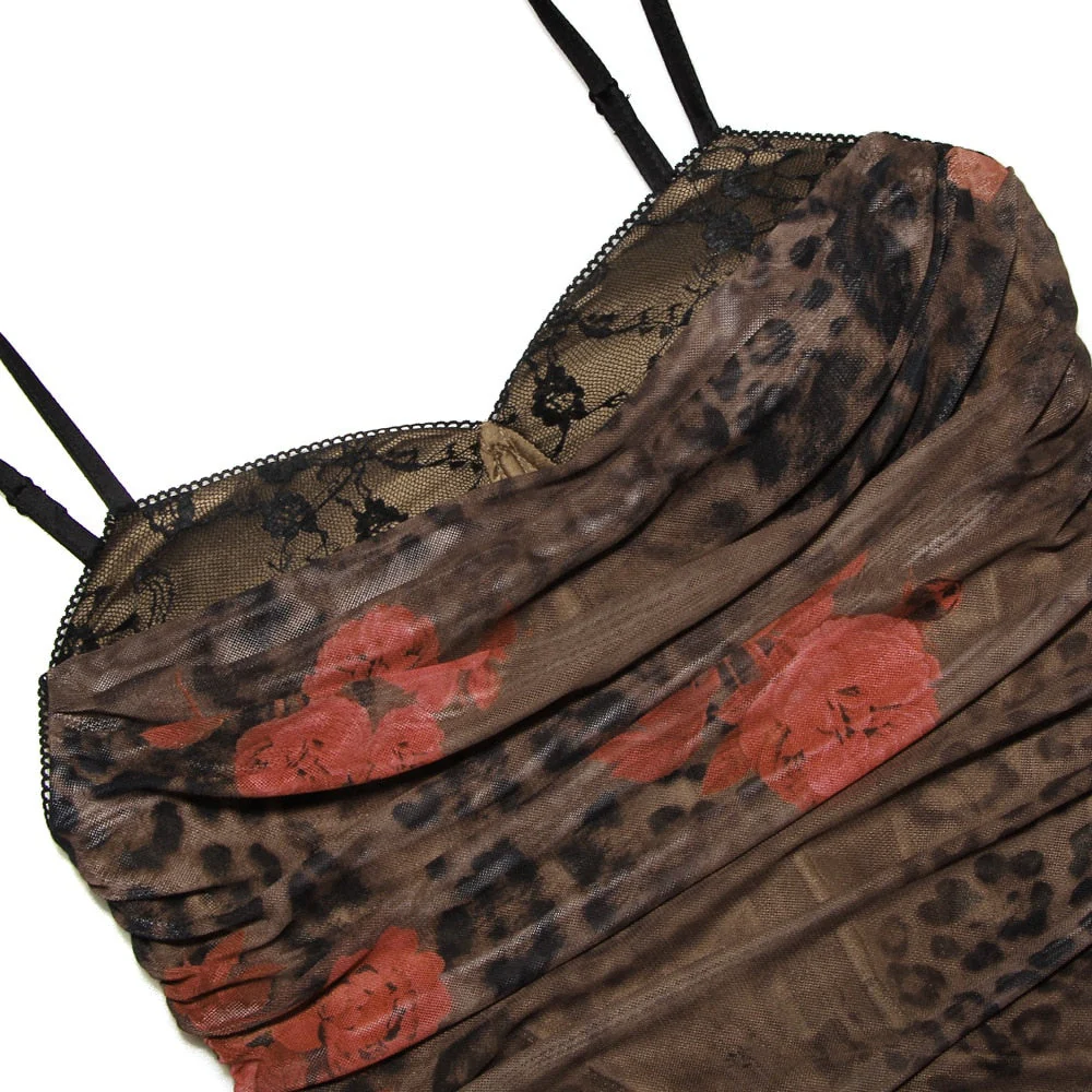 AKIRA BODYCON BROWN PRINTED MAXI Dress with STRAPS - Image 7