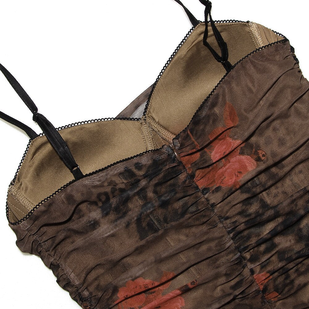 AKIRA BODYCON BROWN PRINTED MAXI Dress with STRAPS - Image 8