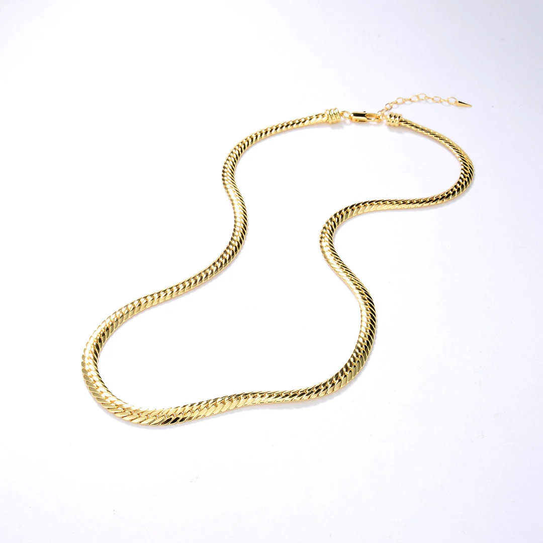 Vintage Gold Tone Snake Effect Chain Choker NeckLace - Gold - Image 2