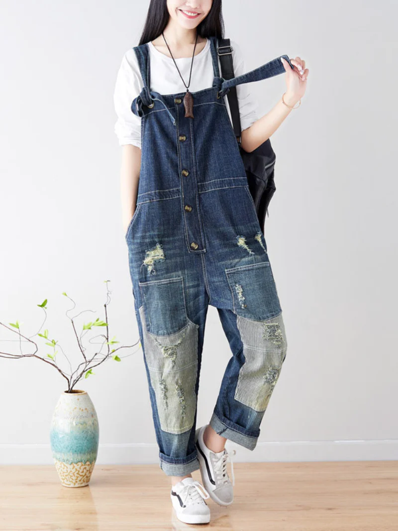 Vintage-Inspired Denim Overalls Dungarees for Women - Image 4