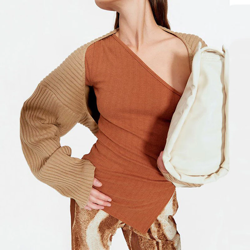 Vintage Long Sleeve Drop Shoulder Rib Knit Shrug Cardigan - Camel - Image 2