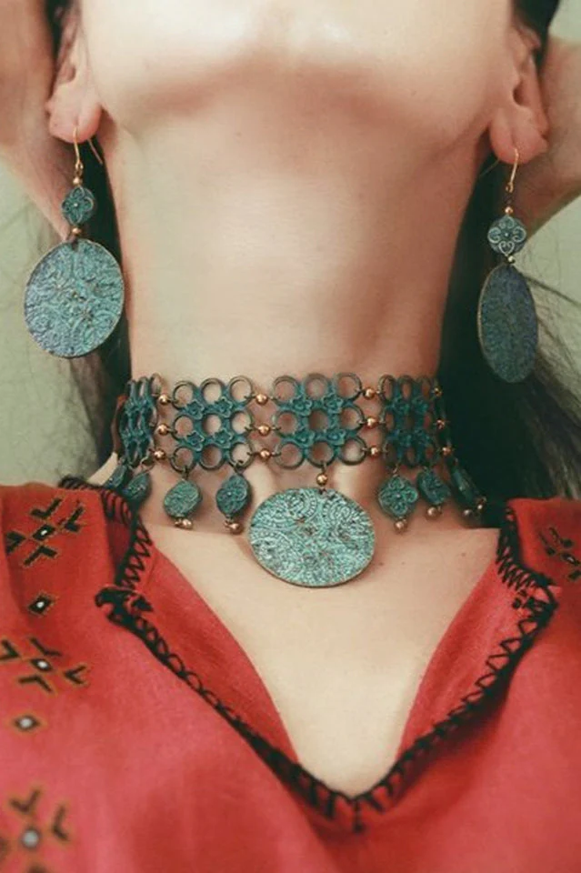 Vintage Nepal Style Necklace+Earrings - Image 3